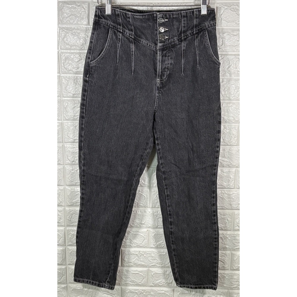 TOPSHOP WOMENS JEANS SIZE 30 L 30 BLACK STRAIGHT DENIM HIGH RISE‎